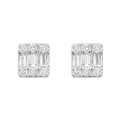 18k Gold Earrings, Studded with 0.16ct Natural Diamond 