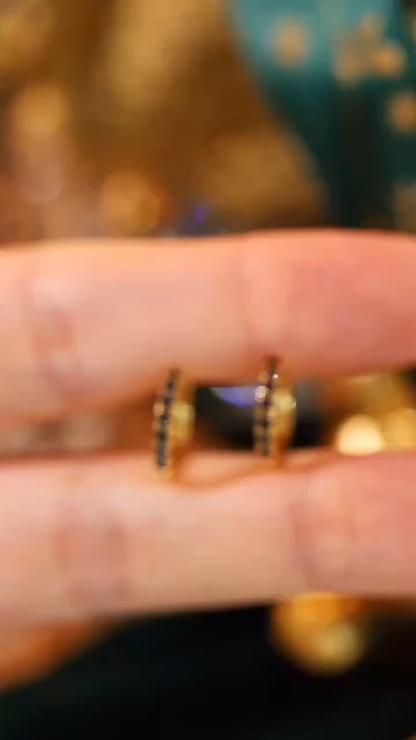 18k gold earrings set with Black Diamond 0.26ct natural diamond