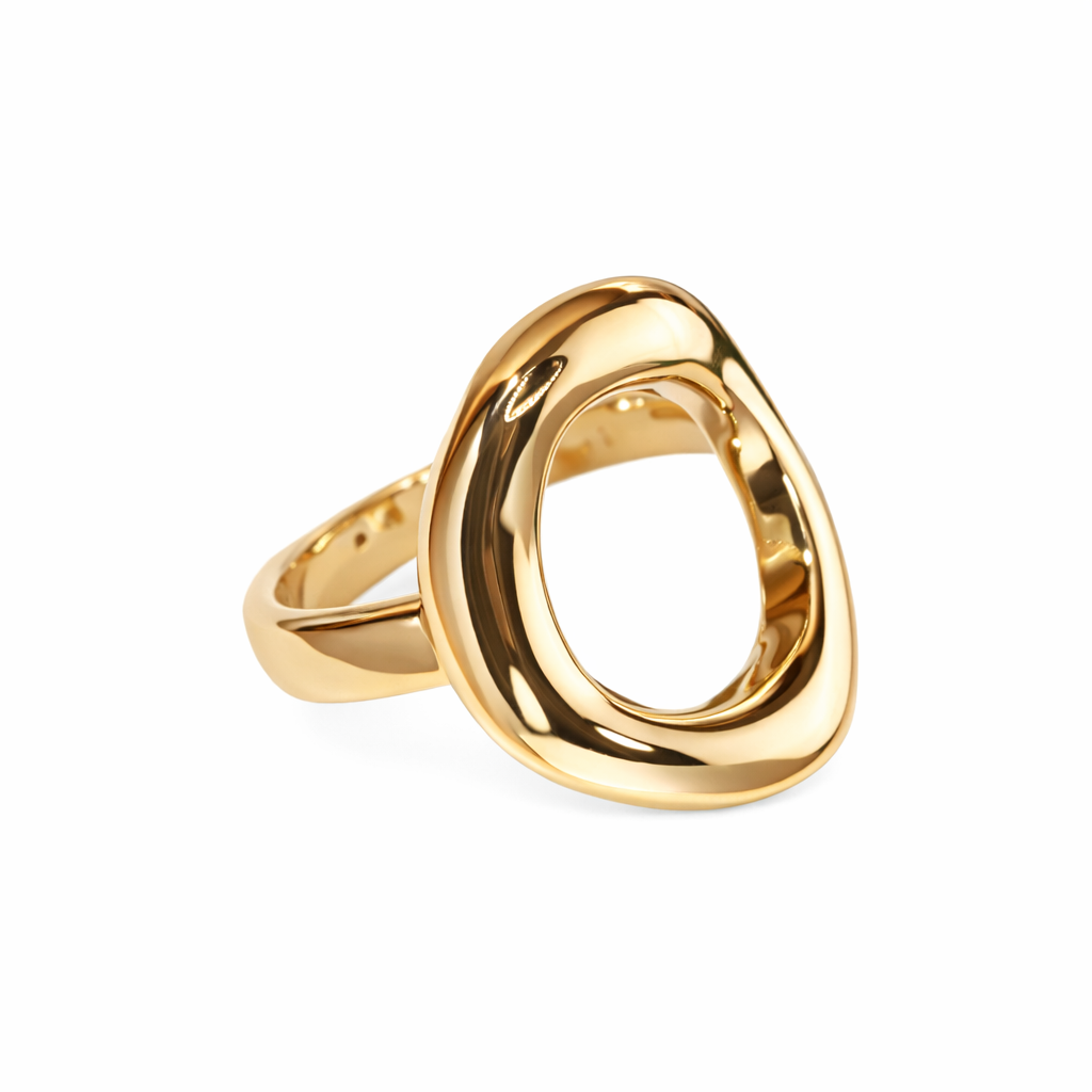 18K gold 3D hard gold environmentally friendly electroplated hollow plain gold ring