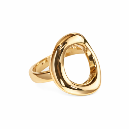 18K gold 3D hard gold environmentally friendly electroplated hollow plain gold ring