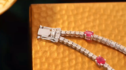18k Gold Bracelet, Ruby Bracelet, Oval Ruby 3.00ct, Natural Diamond 2.70ct