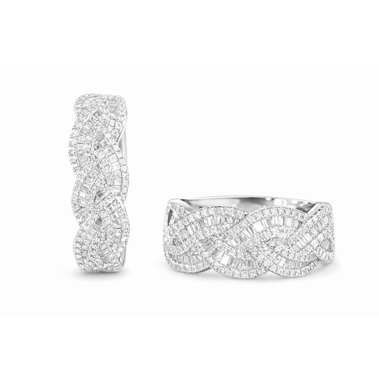 Leaves 18K Gold Natural Diamond Stud Earrings | Cluster-Set 0.24CT Diamonds