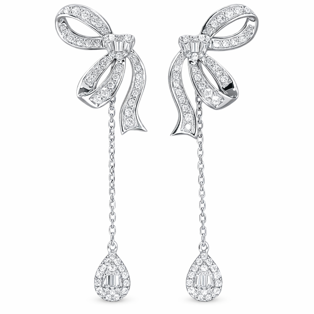 Leaves 18K Gold Natural Diamond Stud Earrings | Cluster-Set 0.24CT Diamonds