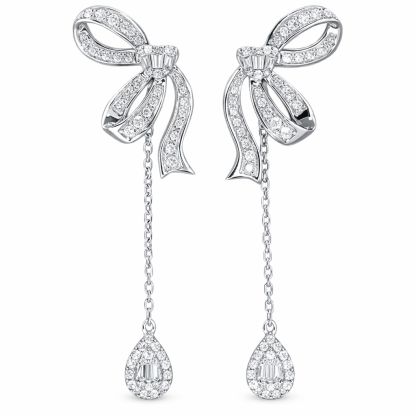 Butterfly  ear studs with two wearing options, inlaid with 0.50ct natural diamonds