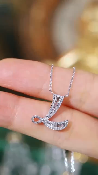 18k Gold Necklace with the Letter "L" Inlaid with 0.35ct Natural Diamond