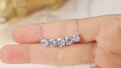 10K gold Smiling Radiance · 3.40ct Lab Grown Diamond Five-Stone Necklace