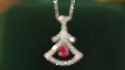 skirt necklace 18k gold necklace with three claws inlaid with water-drop ruby 0.52ct and accessory stone 0.38ct