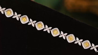 18K Gold Bracelet, Yellow Diamond Bracelet, Luxurious Diamond-Studded Bracelet with 2.50ct Diamonds