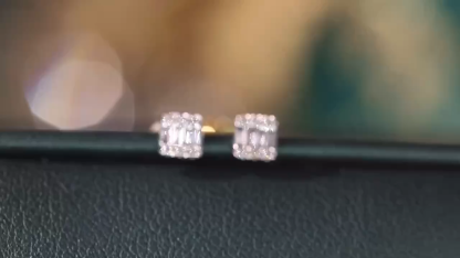 18k Gold Earrings, Studded with 0.16ct Natural Diamond 