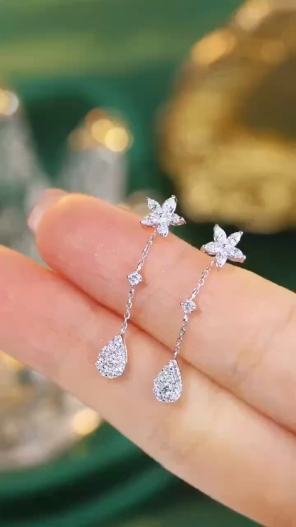 18k Gold Earrings with Two Wearing Styles, Inlaid with 0.60ct Natural Diamonds