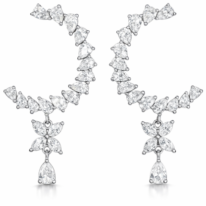 18k gold stud earrings set with 2.90ct natural diamond pear-shaped marquise diamonds