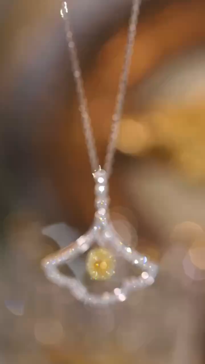 18k Gold Diamond Necklace with Yellow Diamonds, Natural Diamonds totaling 0.48ct