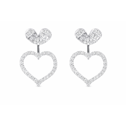 18k Gold Earrings with Two Wearing Styles and Heart-Shaped Design, Inlaid with 0.60ct Natural Diamond