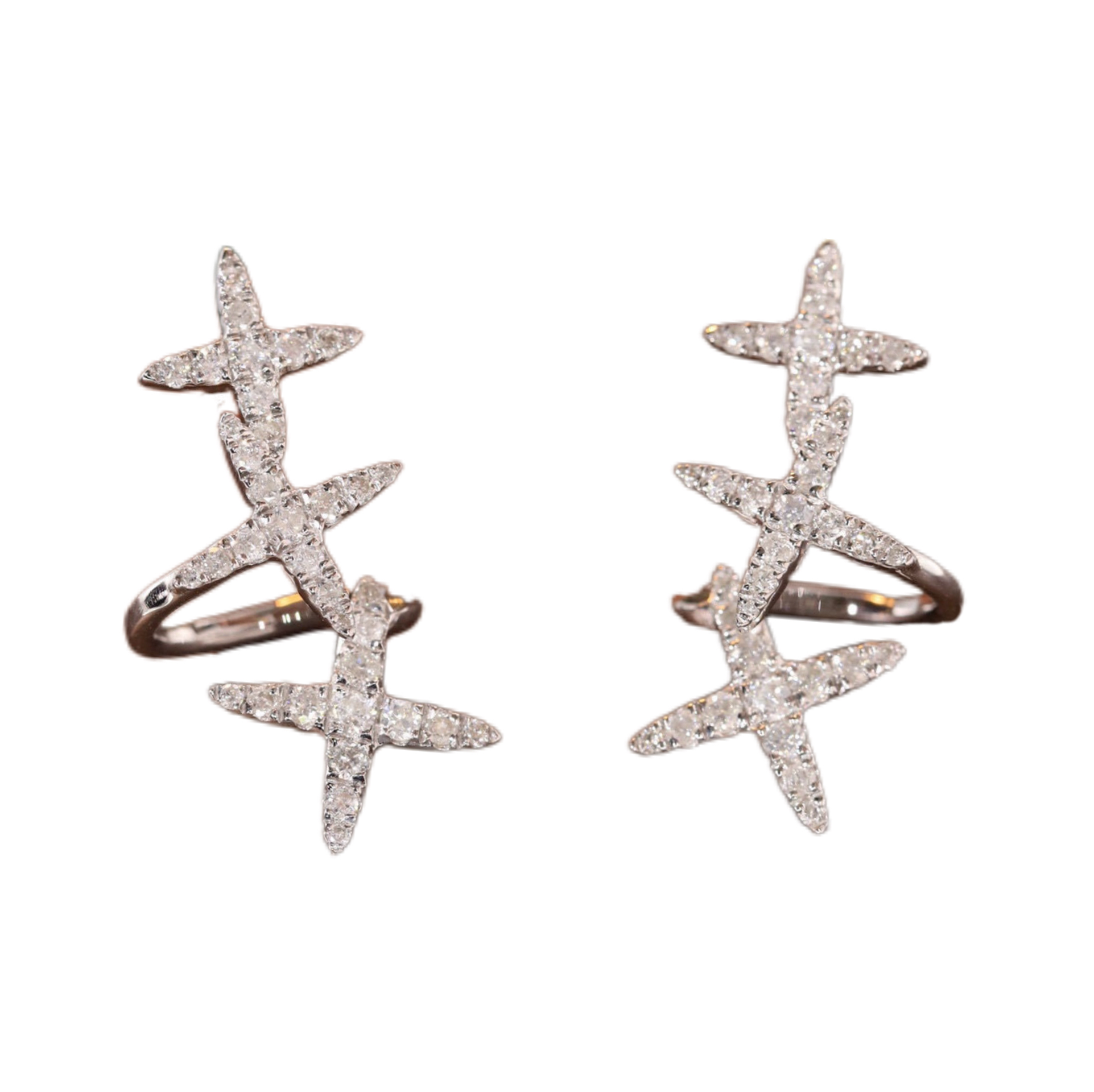 18k Gold Earrings, Studded with 0.46ct Natural Diamond 