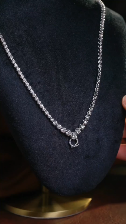 18k Gold Necklace with Luxury Diamond-Set Evening Gown Chain; Natural Diamonds totaling 3.50ct