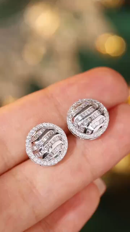 18k Gold Earrings, Studded with 0.70ct Natural Diamond 
