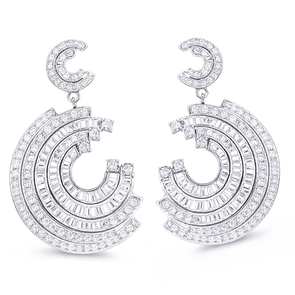 18k Gold Earrings, Studded with 1.00ct Natural Diamond 