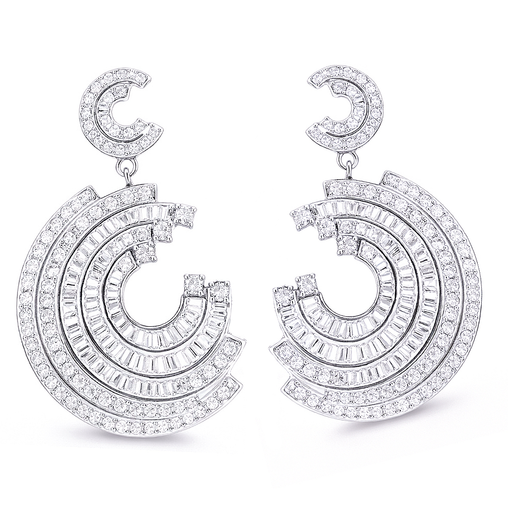 Leaves 18K Gold Natural Diamond Stud Earrings | Cluster-Set 0.24CT Diamonds