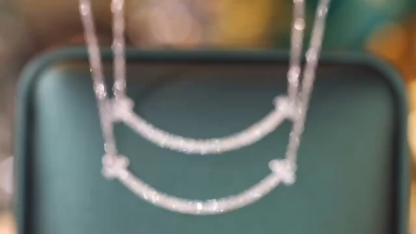 18k Gold Necklace, Smile Necklace, Natural Diamond 0.12ct