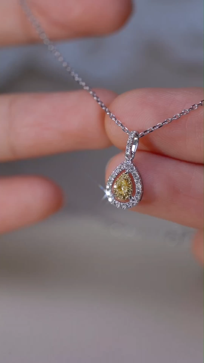 18k gold necklace with yellow diamonds, natural diamond weighing 0.20ct