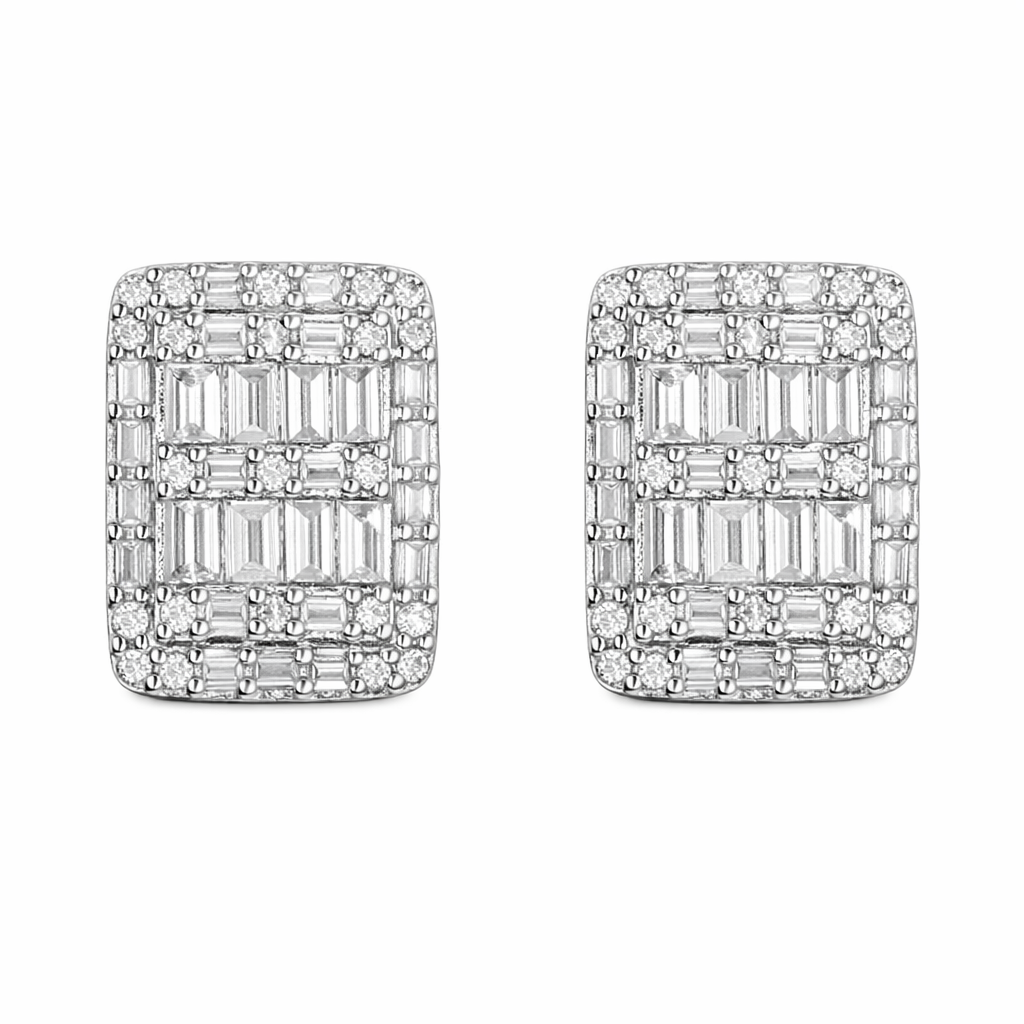18k Gold Earrings, Studded with 0.70ct Natural Diamond 