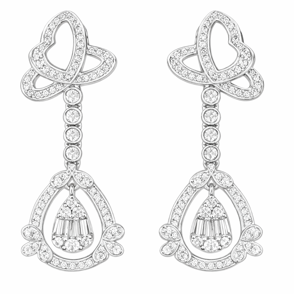 Flowers 18k Gold Earrings, Studded with 0.70ct Natural Diamond 