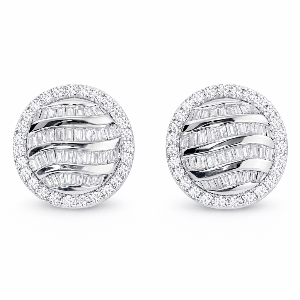 18k Gold Earrings, Studded with 0.70ct Natural Diamond 