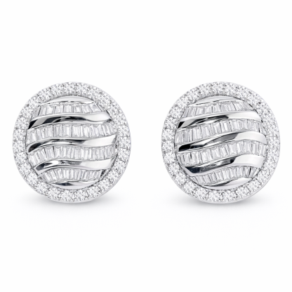 18k Gold Earrings, Studded with 0.70ct Natural Diamond 