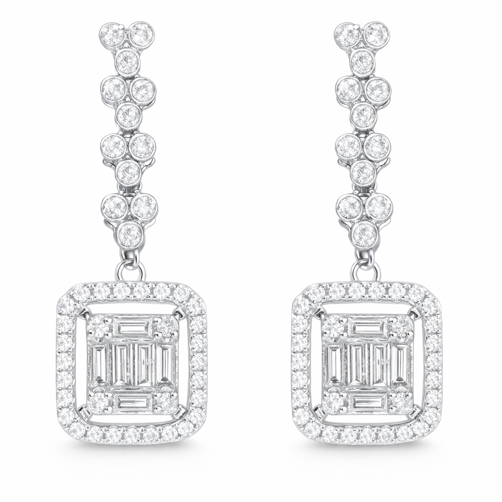 18k Gold Earrings, Studded with 0.80ct Natural Diamond 