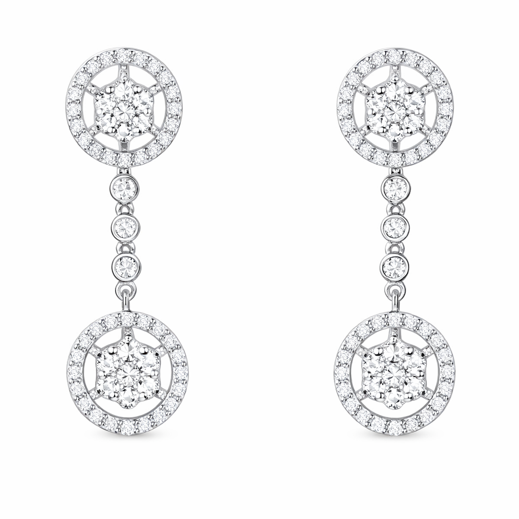 18k Gold Earrings in Heart Shape, Pair Set, Studded with 1.05ct Natural Diamond