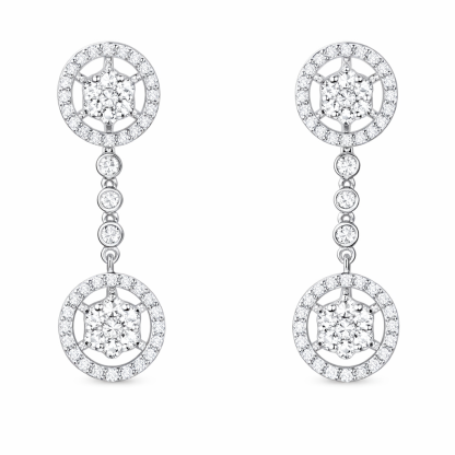 18k Gold Earrings in Heart Shape, Pair Set, Studded with 1.05ct Natural Diamond