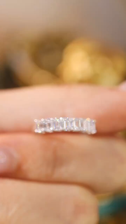 7-Stone Half Circle Emerald Cut Ring 1CT - 10K Solid Gold Daily Wear Jewelry