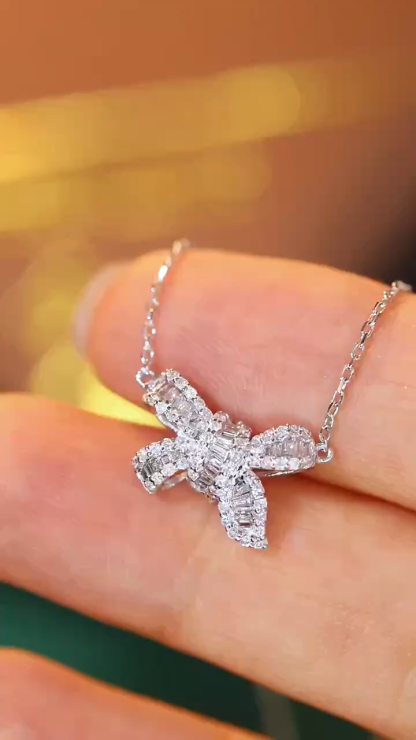18k Gold Butterfly Necklace Set with 0.30ct Natural Diamond