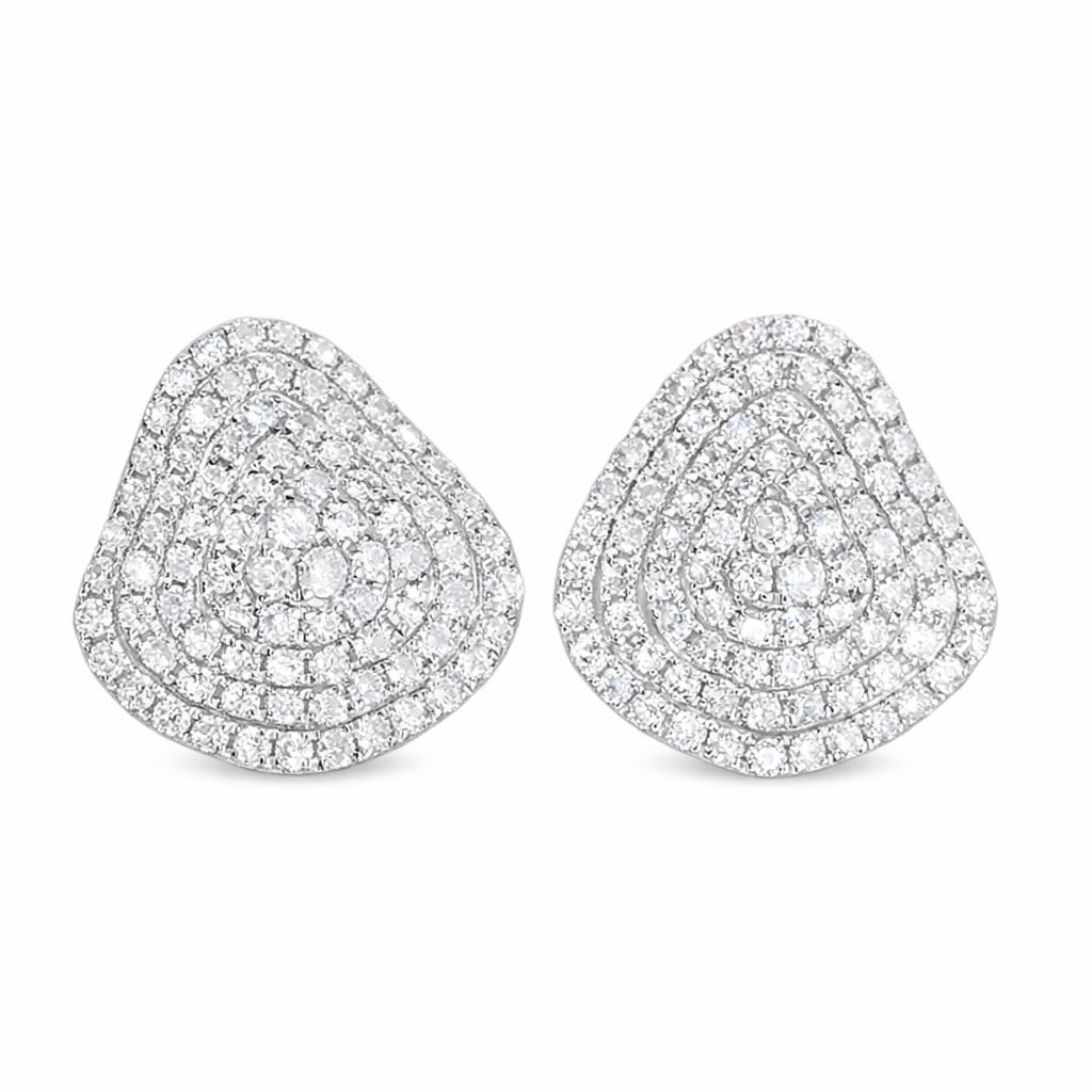 18k Gold Earrings, Studded with 1.30ct Natural Diamond 