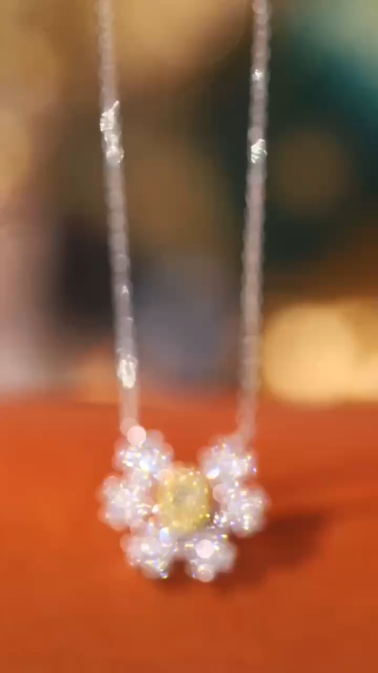 18k Gold Diamond Necklace with Yellow Diamonds, Natural Diamonds totaling 0.50ct