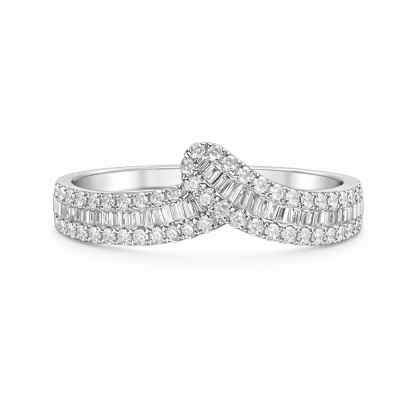 18k gold ring set with a natural diamond; the diamond features a Tapered Baguette cut and weighs 0.50 carats.