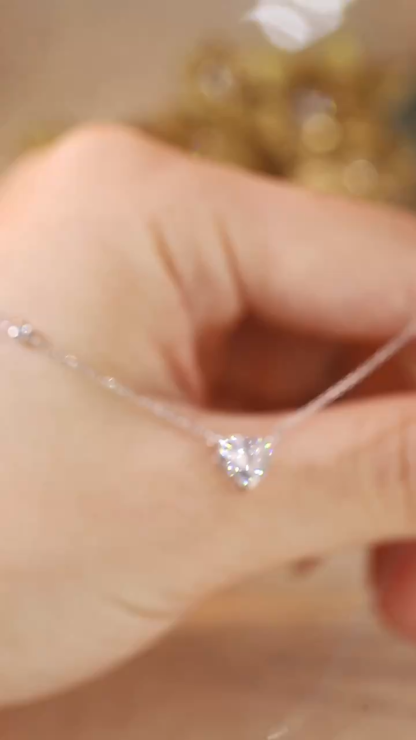 10k Gold Necklace with 1-carat Heart-Shaped Diamond, Lab-Grown