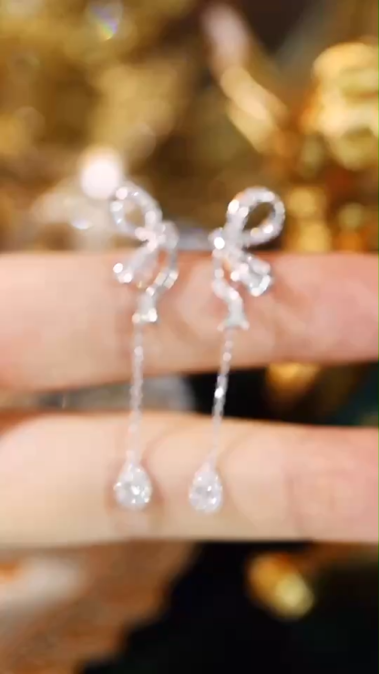 Butterfly  ear studs with two wearing options, inlaid with 0.50ct natural diamonds