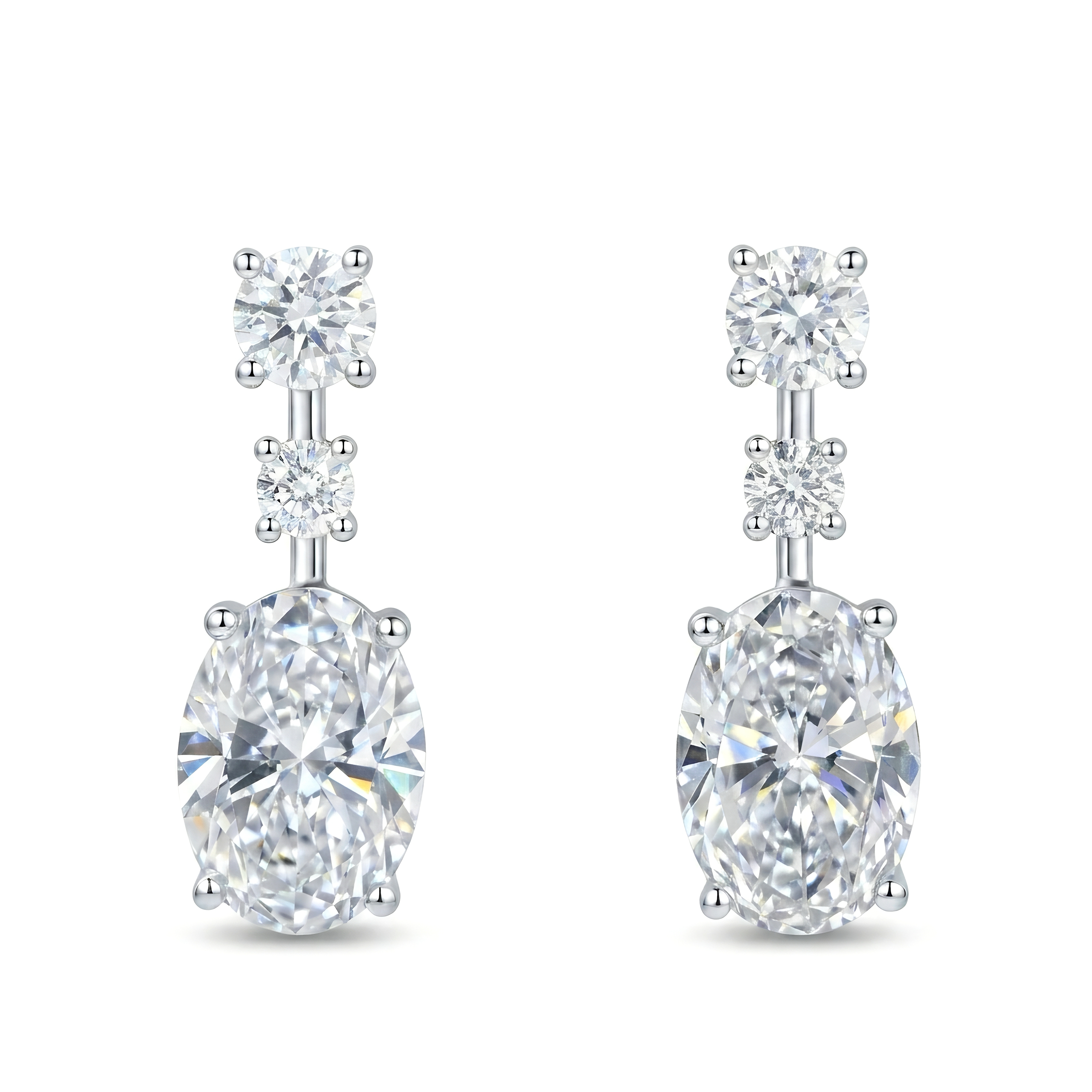 10K gold carat oval diamond earrings with four-prong setting