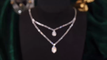 18k gold-plated double-layer necklace with natural diamonds totaling 2.0ct