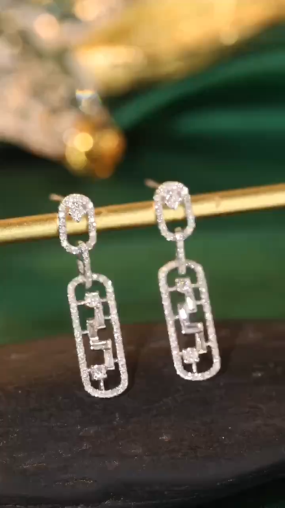 18k Gold Earrings, Studded with 0.50ct Natural Diamond 