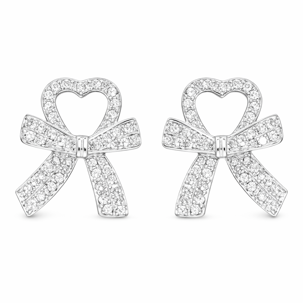 18k gold earrings with a bow design, featuring a natural diamond of 0.52carats.