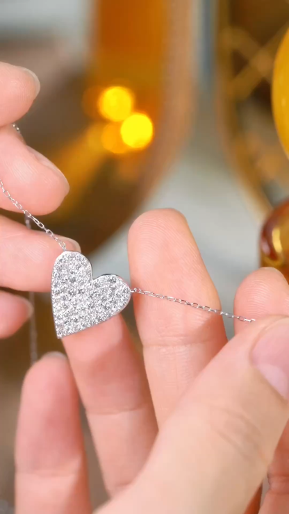 18k Gold Necklace with Heart Design, Natural Diamond 0.60ct
