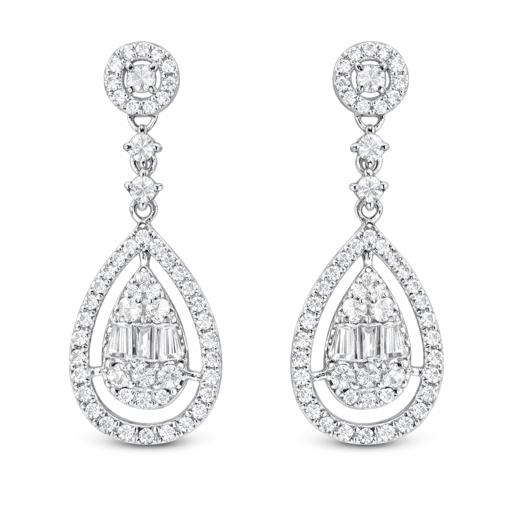 18k Gold Earrings, Studded with 0.50ct Natural Diamond 