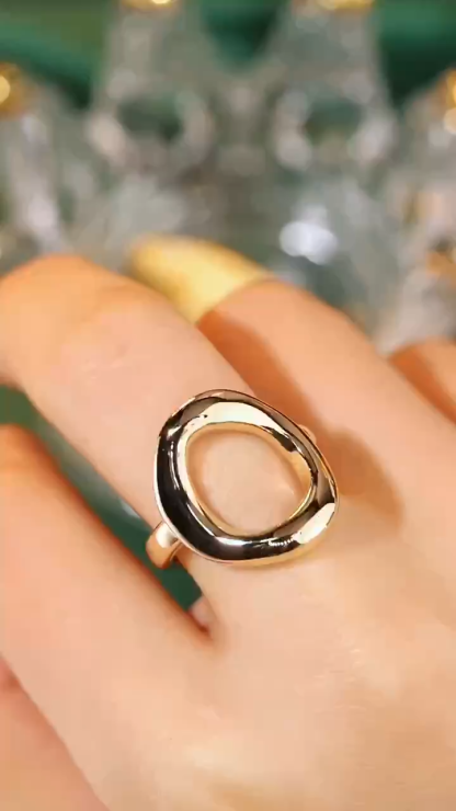 18K gold 3D hard gold environmentally friendly electroplated hollow plain gold ring