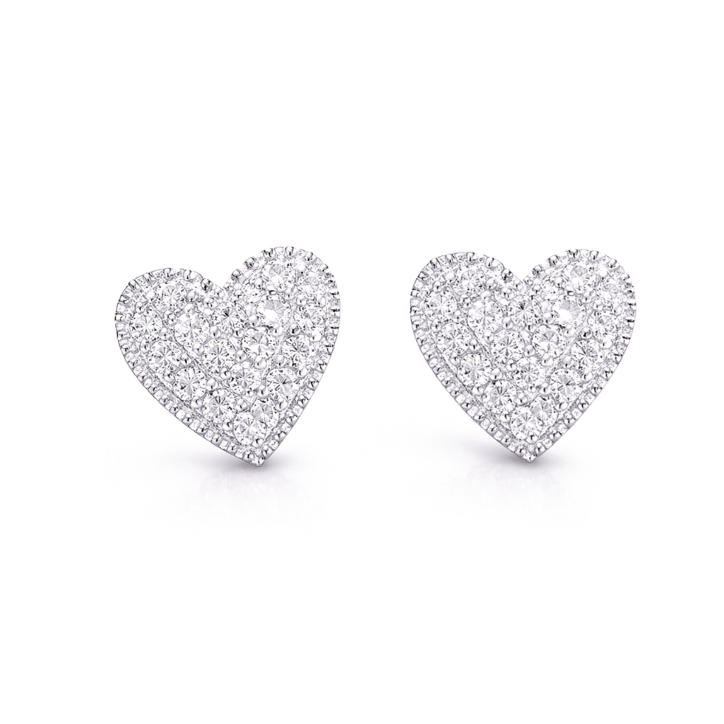 Leaves 18K Gold Natural Diamond Stud Earrings | Cluster-Set 0.24CT Diamonds