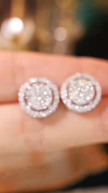 18k Gold Earrings Set with Marquise and Princess Cut Diamonds