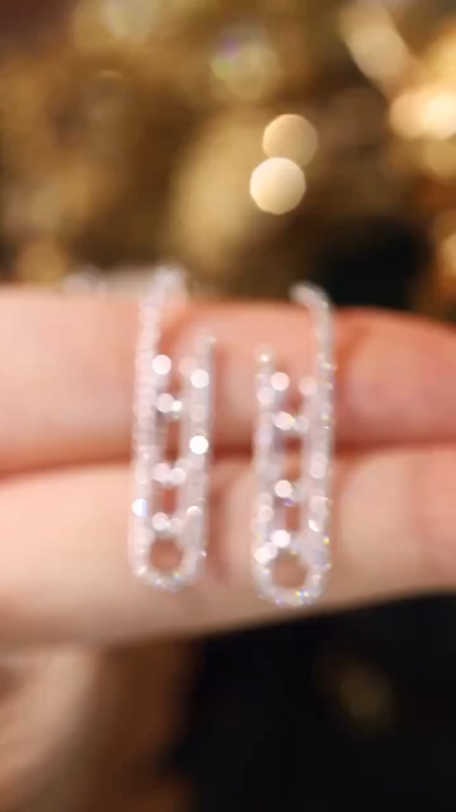 18k Gold Earrings  Natural Diamond 0.60ct paper clip