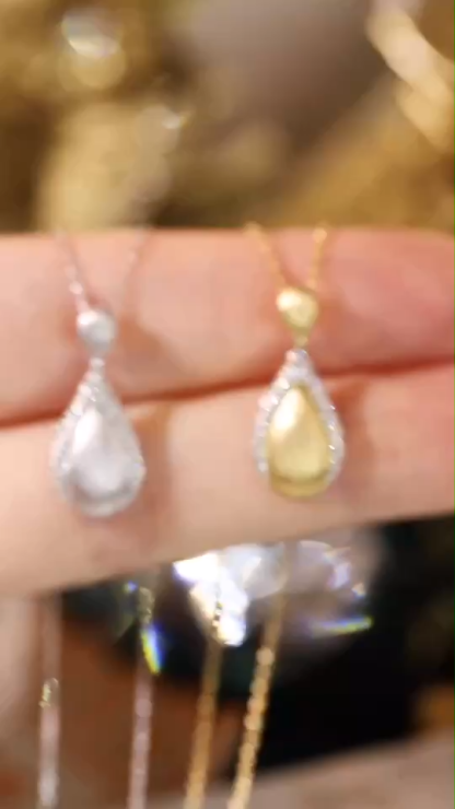 18k Gold Diamond Necklace with 0.15ct Natural Diamond Satin finish