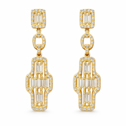 18k Gold Earrings, Studded with 0.50ct Natural Diamond 